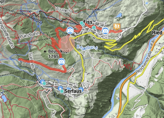 Kartenausschnitt Leithe Wirt Winterwanderung