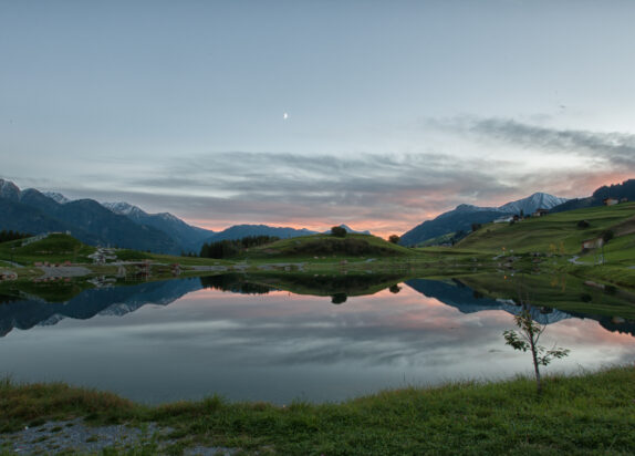 Winterwandern Fiss, Wolfsee Sonnenuntergang