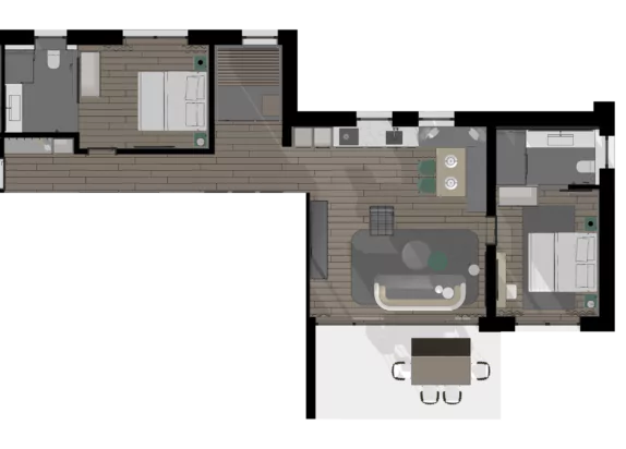 Luxury Apartment 6 Grundriss, Ferienwohnung Fiss